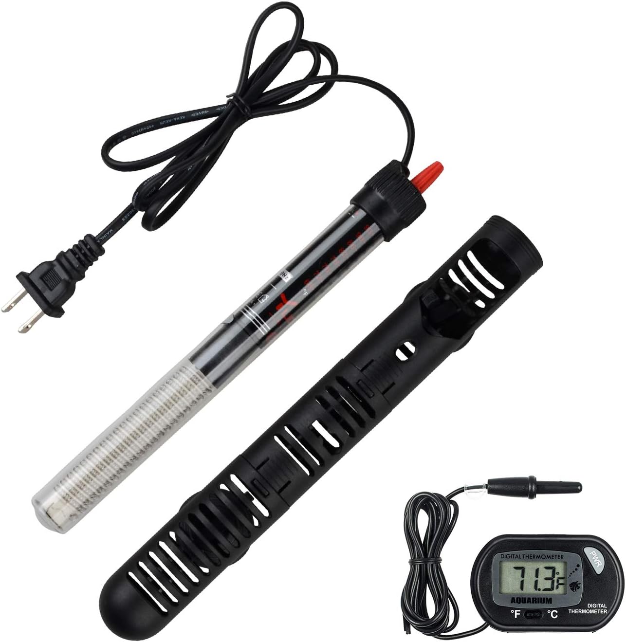 Submersible Aquarium Heater 100W， Fish Tank Heater Extra Thermometer, Anti Explosion ，Adjustable Temperature Auto Built-in Thermostat