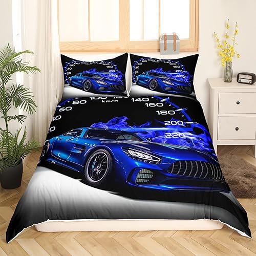 Vista 165 de Feelyou Juego de ropa de cama de coche de carreras y avión en blanco y negro – Funda de edredón y funda de edredón para niños y adolescentes