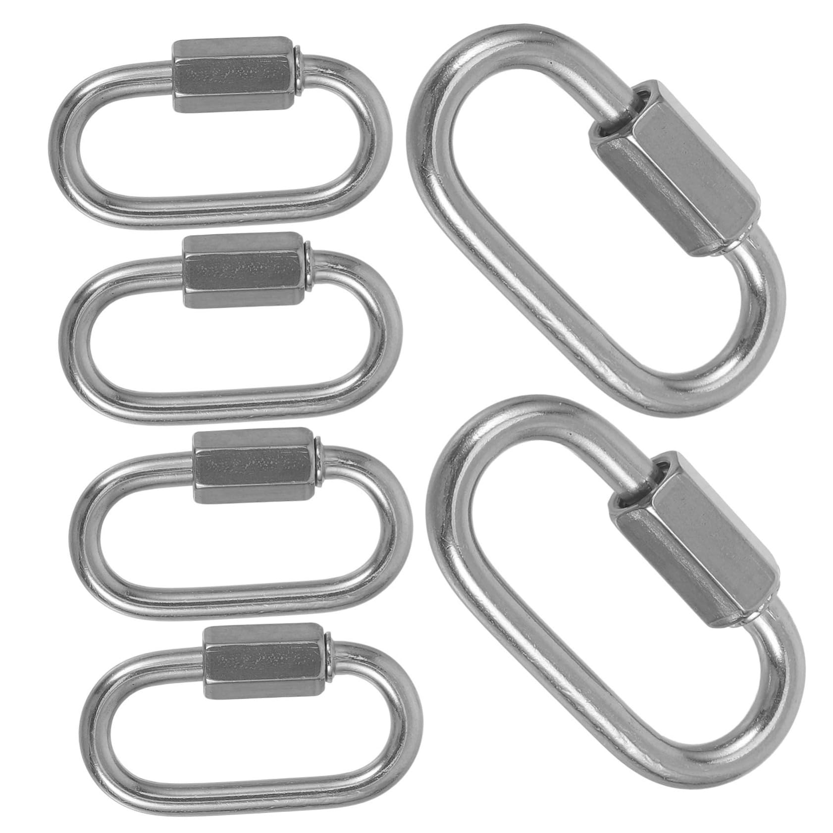 5 Juegos Hebilla De Conexión De Acero Inoxidable. Llavero Mosquetón Conector De Enlace De Cadena Resistente Gancho De Enlace Rápido De Cadena Conector De Cadena Silver 6 Piezas * 5