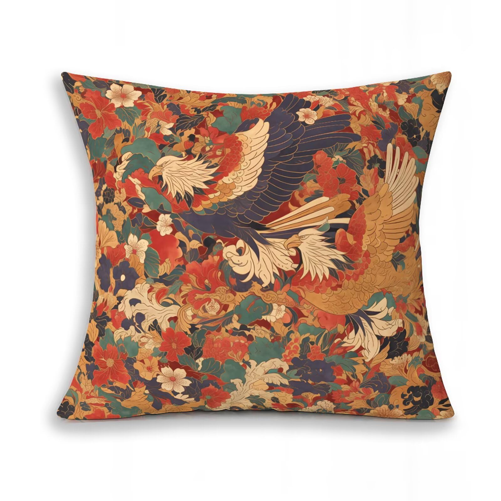 Eagle Poszewki na poduszki Sofa, czerwona dekoracyjna poszewka na poduszkę 60 x 60 cm zestaw 4, kwadratowa miękka poszewka na poduszkę z niewidocznym zamkiem błyskawicznym, dekoracyjna na sofę i łóżko