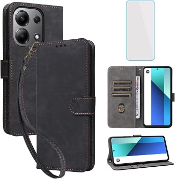 RFID Wallet Phone Case for Xiaomi Redmi Note 13 4G LTE Black