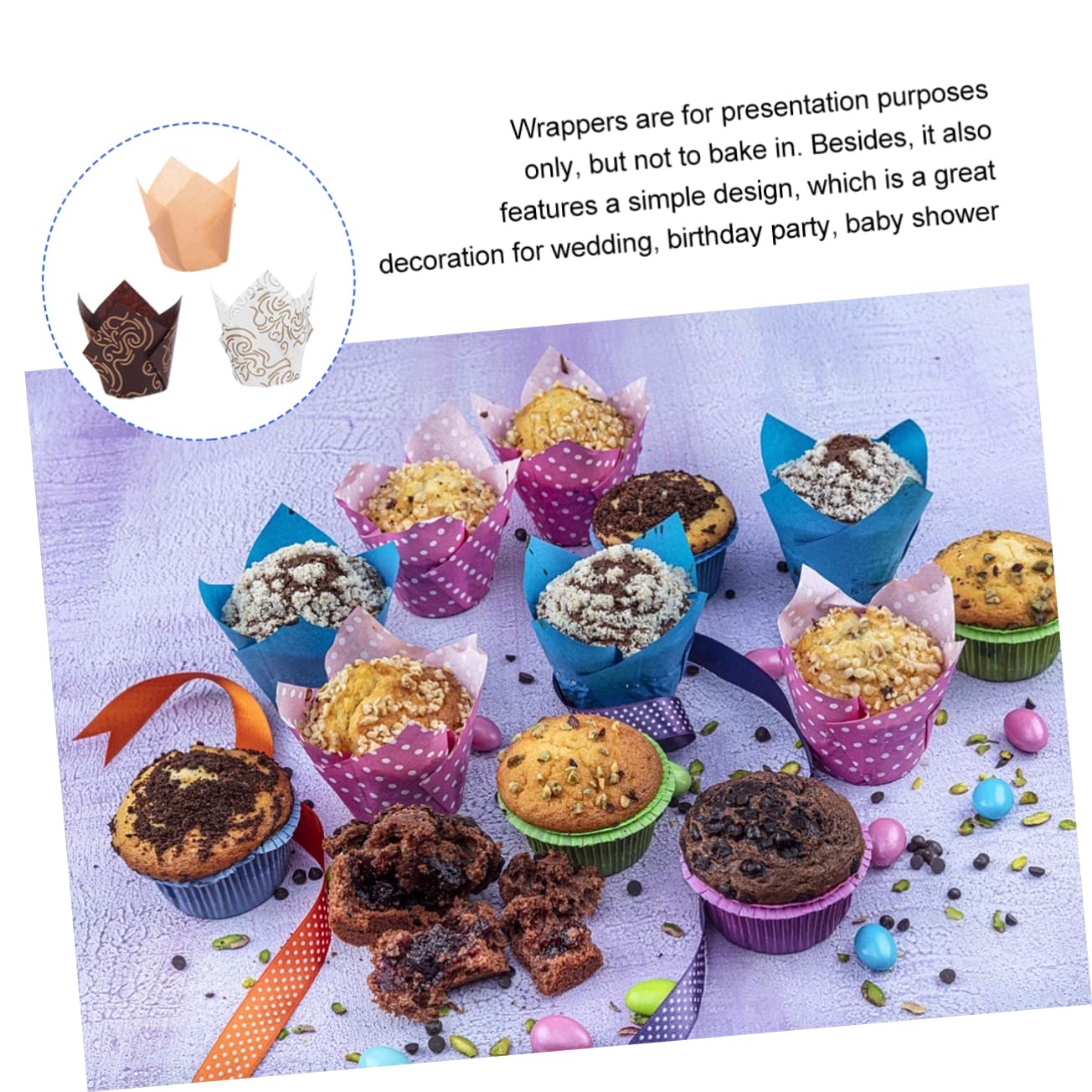 Cabilock 3 Juegos Tazas De Papel Para Hornear Horneando Tapas Transportador Revestimientos Casos De Muffins Mini Manejar Dispensador Roti Bandejas Pruebas Cacerola Jumbo 150 Piezas * 3