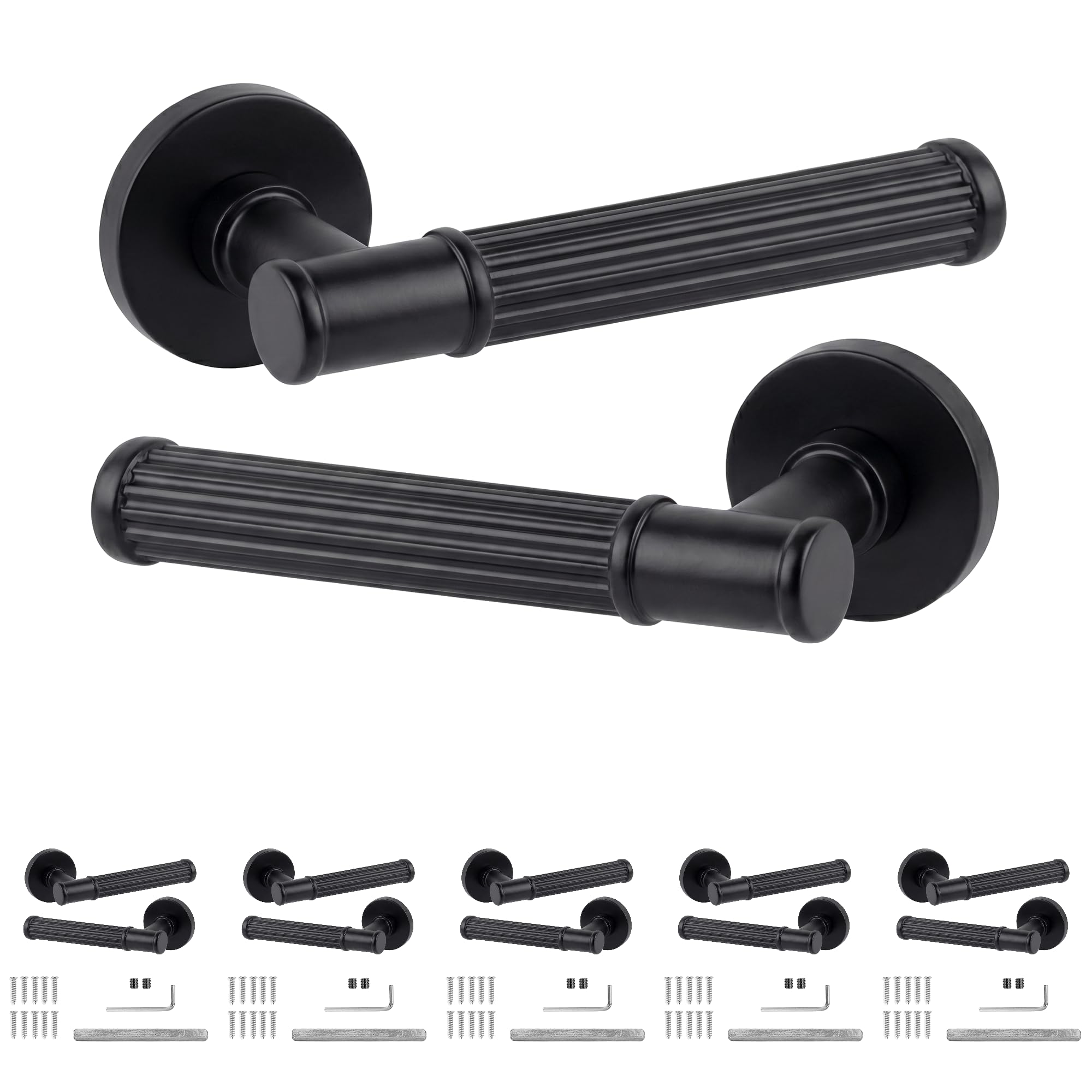 Decoranddecor Matt Black Leto Internal Door Handles 6 Pack
