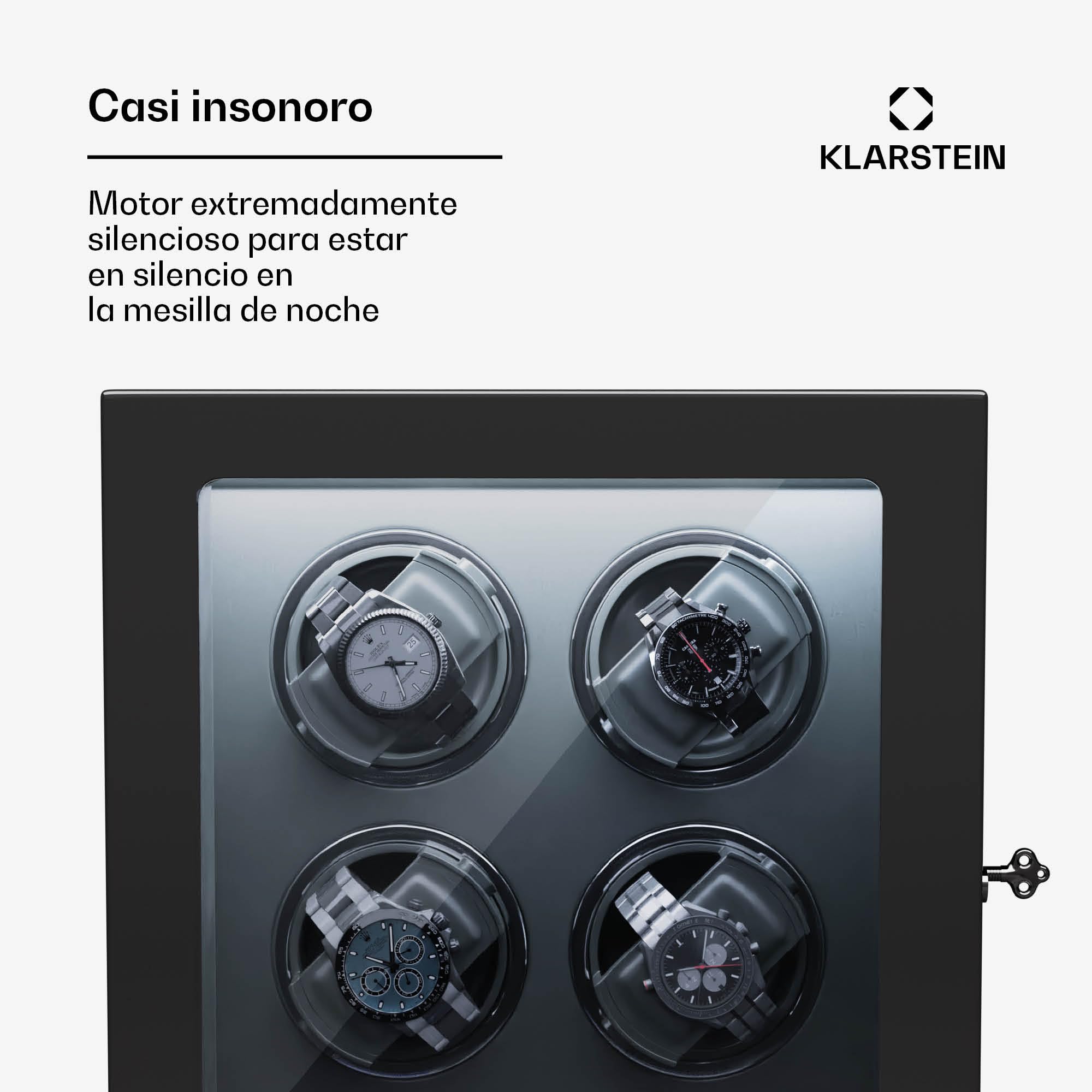 KLARSTEIN Caja, para 4 Relojes, Vitrina Acrílico, Joyeros, 5 TPD, Caja Relojes Acrílico, Expositor para Dar Cuerda Reloj, Relojero Organizador Grandes, Organizadores