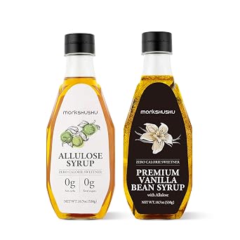 Allulose syrup & Premium Vanilla Bean Allulose Syrup 18.7 Fl Oz - Liquid Sweetener for coffee and other drinks - Keto, Vegan, Diabetes-Safe - Zero Calorie Sugar Substitute - Monk Fruit