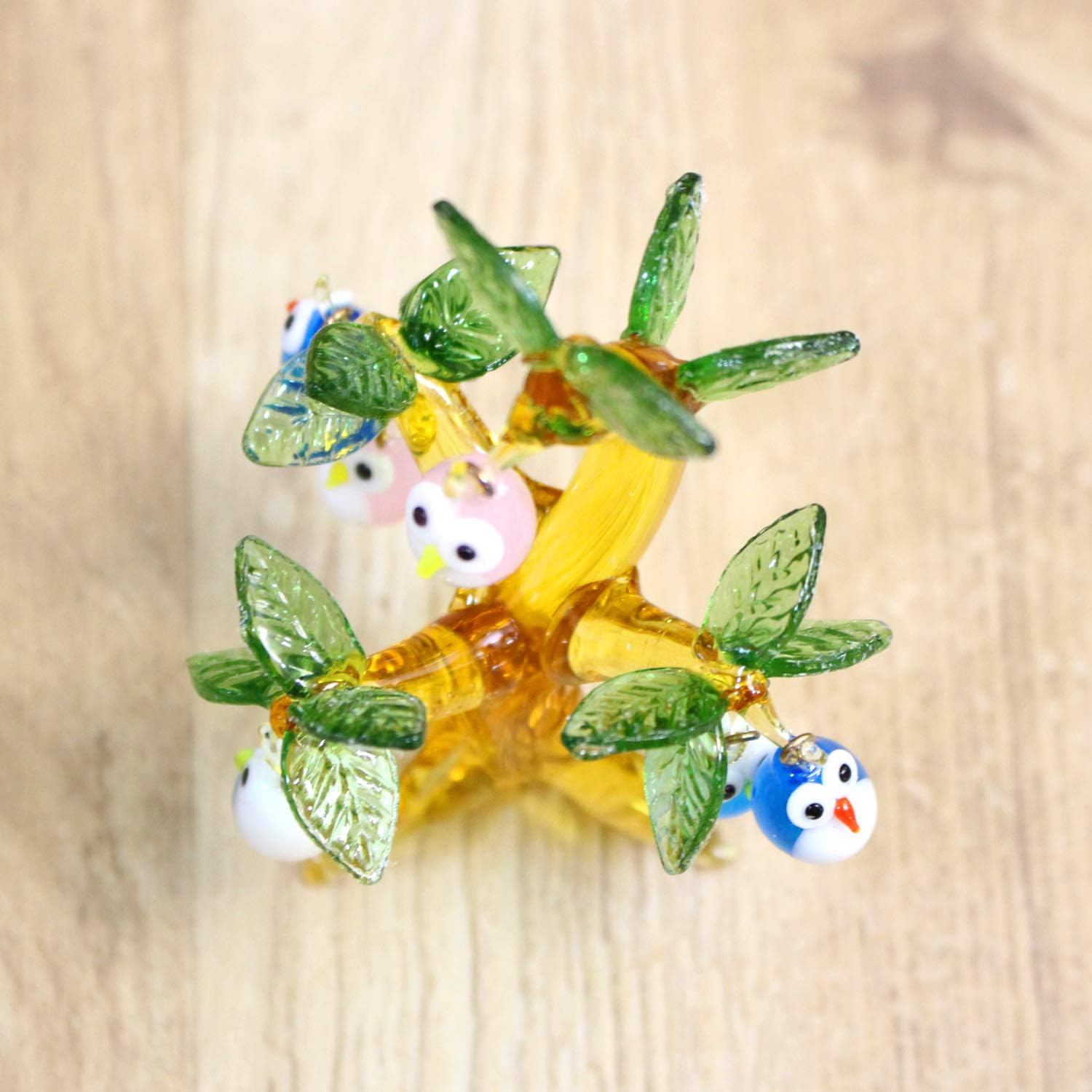 Amazon Co Jp かわいい ふくろう 手作り ガラス細工 クローバー持ち フクロウ ホーム キッチン