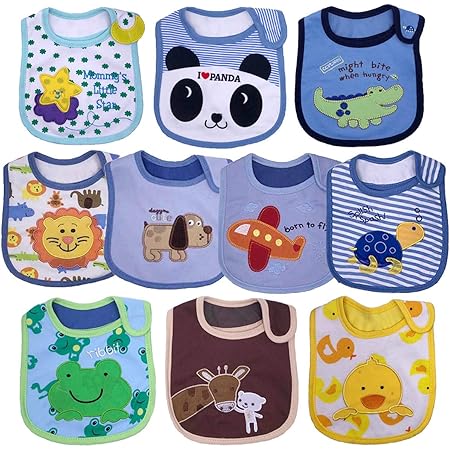 Ateid Lot De 9 Bavoirs Absorbants En Coton Etanche Unisexe Pour Bebe 3 24 Mois Amazon Fr Vetements Et Accessoires