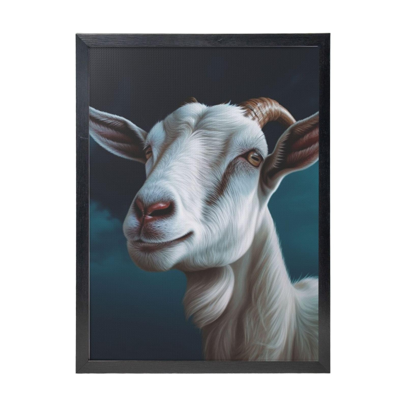 Framed Wall Art - Decorative Canvas Painting Goat Pictures Poster Aesthetic Modern Prints Artwork for Bedroom Office Wall Decor Ready To Hang 12x16 in