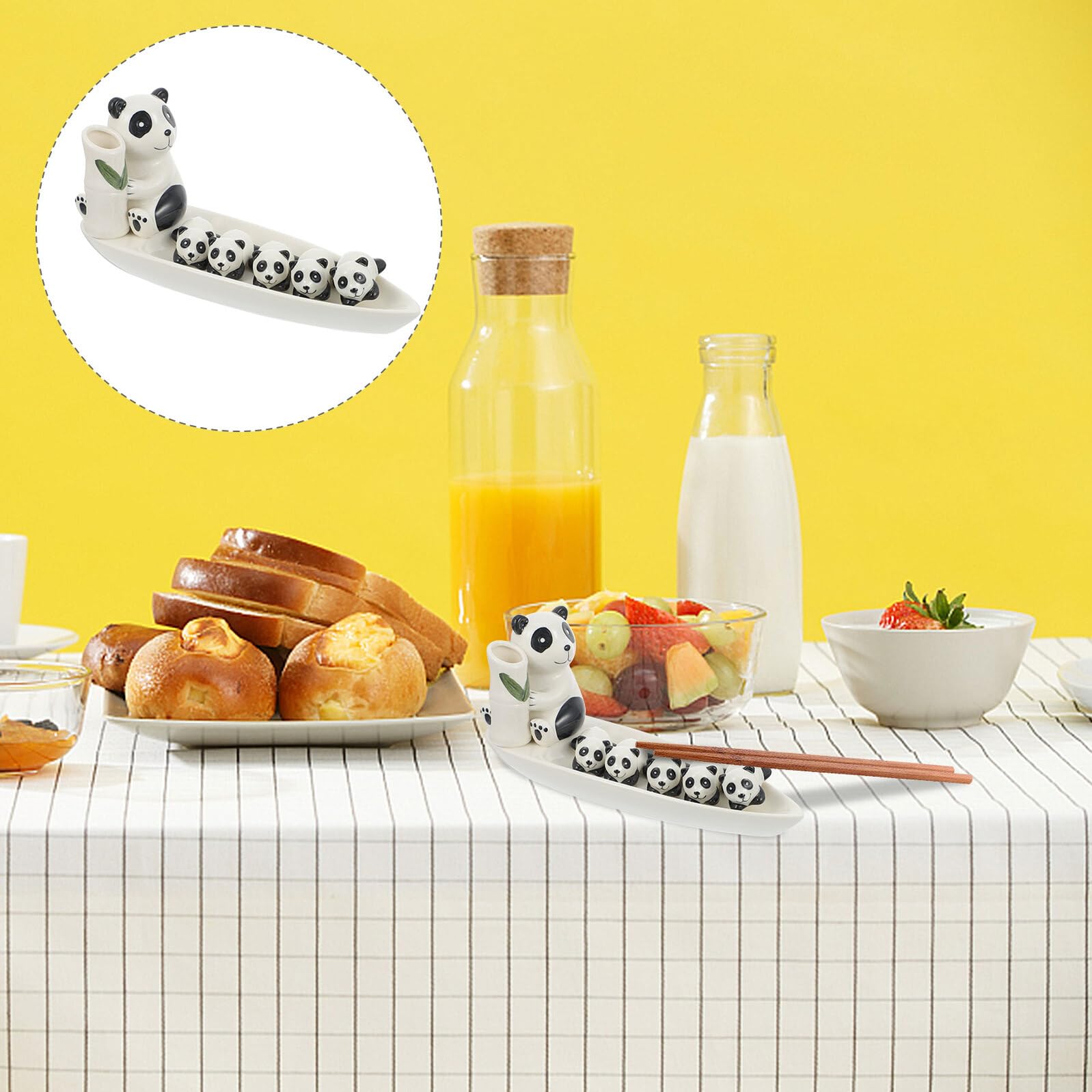 Toyvian Support à Baguettes en Céramique Blanc Décor Panda, Porte-Baguettes Créatif et Mignon pour Organiser Ustensiles Cuisine, pour Fête de Pendaison de Crémaillère