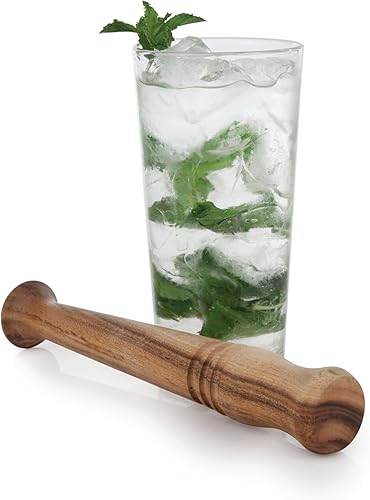 Miniatura 10 de Twine Mojito Muddler de madera de acacia para cócteles con bolsa de almacenamiento de yute, accesorios de bar, mezclador de cócteles, mezclador de
