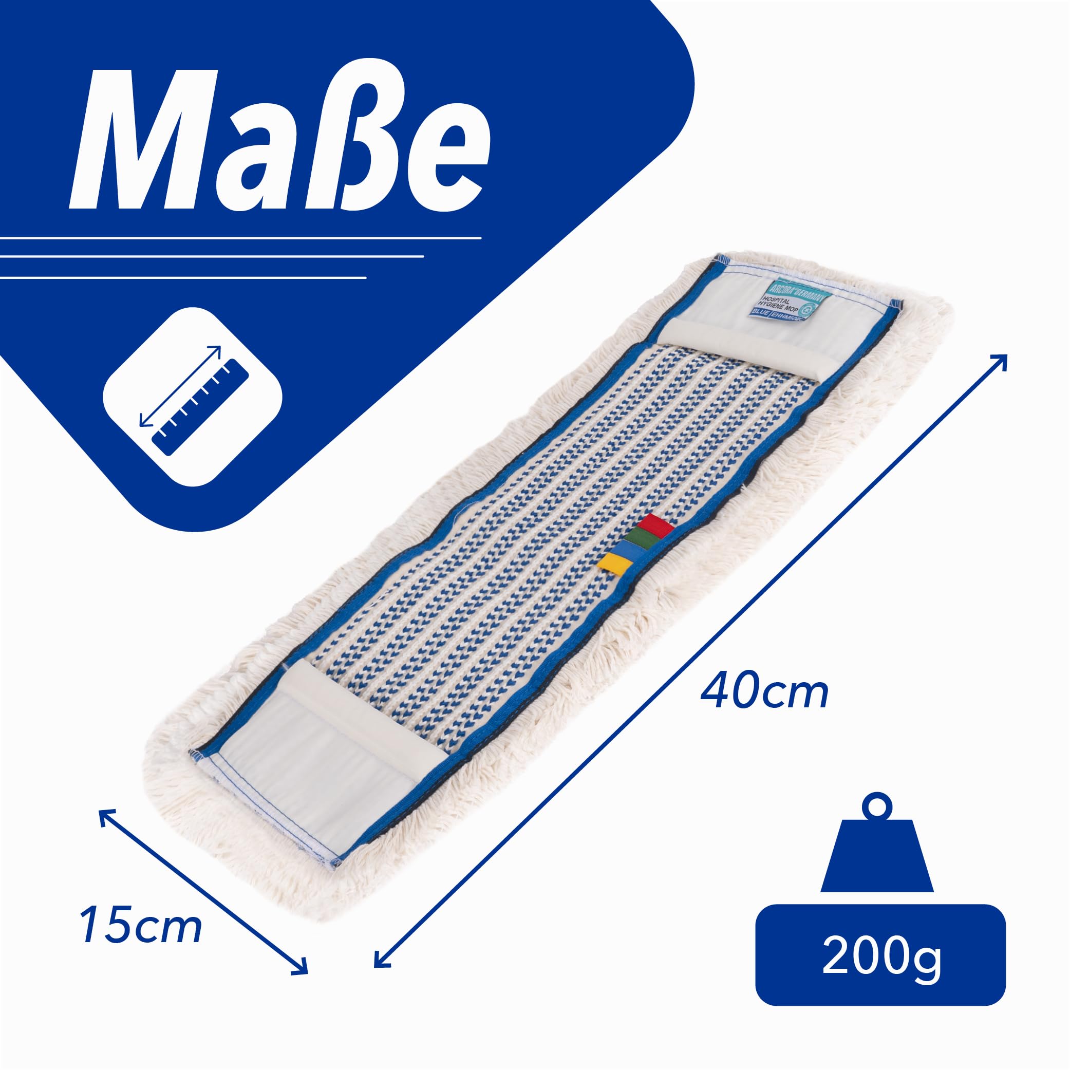 G.I.V. 5X Hospital Hygiene Mopp 40cm - Wischmopp Bezug für Klinik, Labor & Pflege, sehr saugstark - Ersatzbezug für Bodenwischer - für alle gängigen Klapphalter & für Trocken & Nassreinigung (5X)