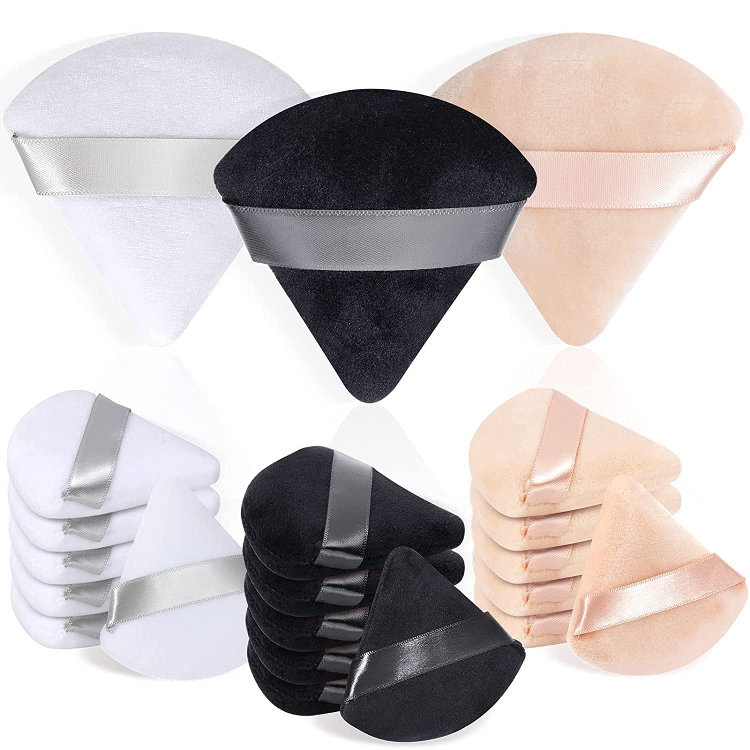 Sponsored Ad – 15 Pieces Pure Cotton Powder Puff,Portable Soft Sponge Setting Face Puffs,Triangle Velvet Powder Puff with Ribbon Band Handle for Loose Powder Body Powder Makeup Tool