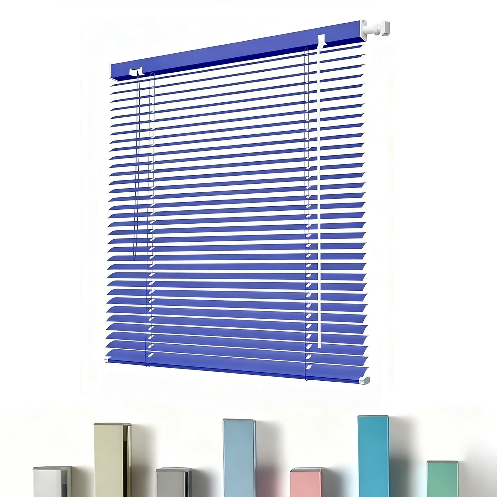Generic ο»ΏVenetian Blinds No Drill for Windows, Blackout Horizontal Window Blinds & Shades Custom, Privacy Blind Cordless for Indoor Home Office Room Windows Easy Install(Dark blue)