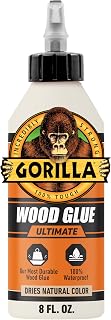 Gorilla Ultimate Waterproof Wood Glue 8oz - 100% Waterproof, Super Strong for Indoor/Outdoor Woodworking Projects, Natural Color