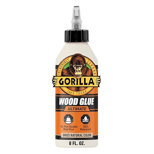Gorilla Ultimate - Pegamento para madera impermeable, color madera natural, 8 onzas (paquete de 1), resistente al agua para proyectos y reparaciones