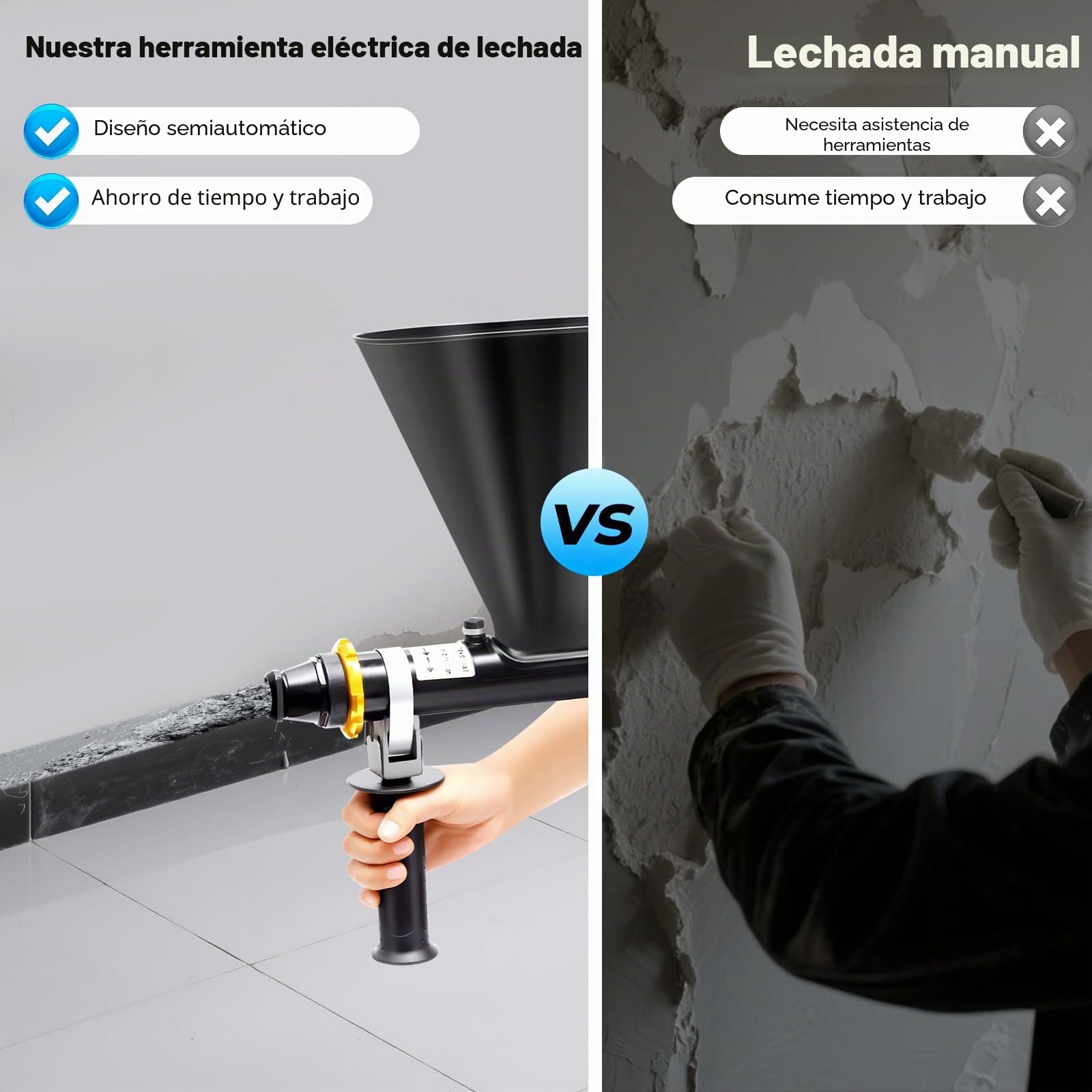 Pistola de lechada eléctrica, pistola pulverizadora de mortero eléctrica, pistola de mortero de cemento eléctrica, bomba de mortero + 2 boquillas, para aplicador de azulejos, herramienta eléctrica de