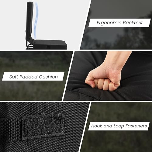 Miniatura 8 de Tangkula Silla de caza, silla ciega giratoria de 360 grados con cojín acolchado, almohadillas ajustables, sillas de caza plegables portátiles de