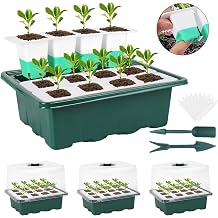 Sondiko Silicone Seed Starter Tray, 48 Cell Reusable Seed Starter Kit, Seedling Starter Trays with Humidity Dome, Mini Greenhouse Germination Kit, Perfect for Starting Vegetable, Flower & Herb Seeds