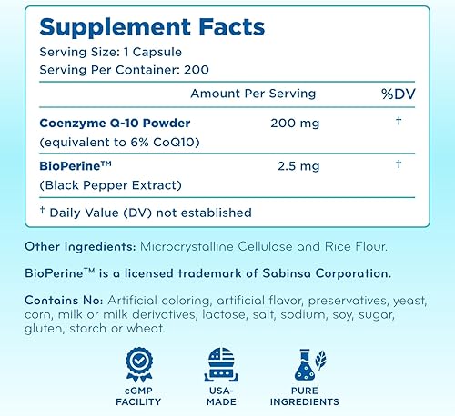 Miniatura 8 de CoQ10 200 mg 200 cápsulas con BioPerine - Absorción rápida sin OMG