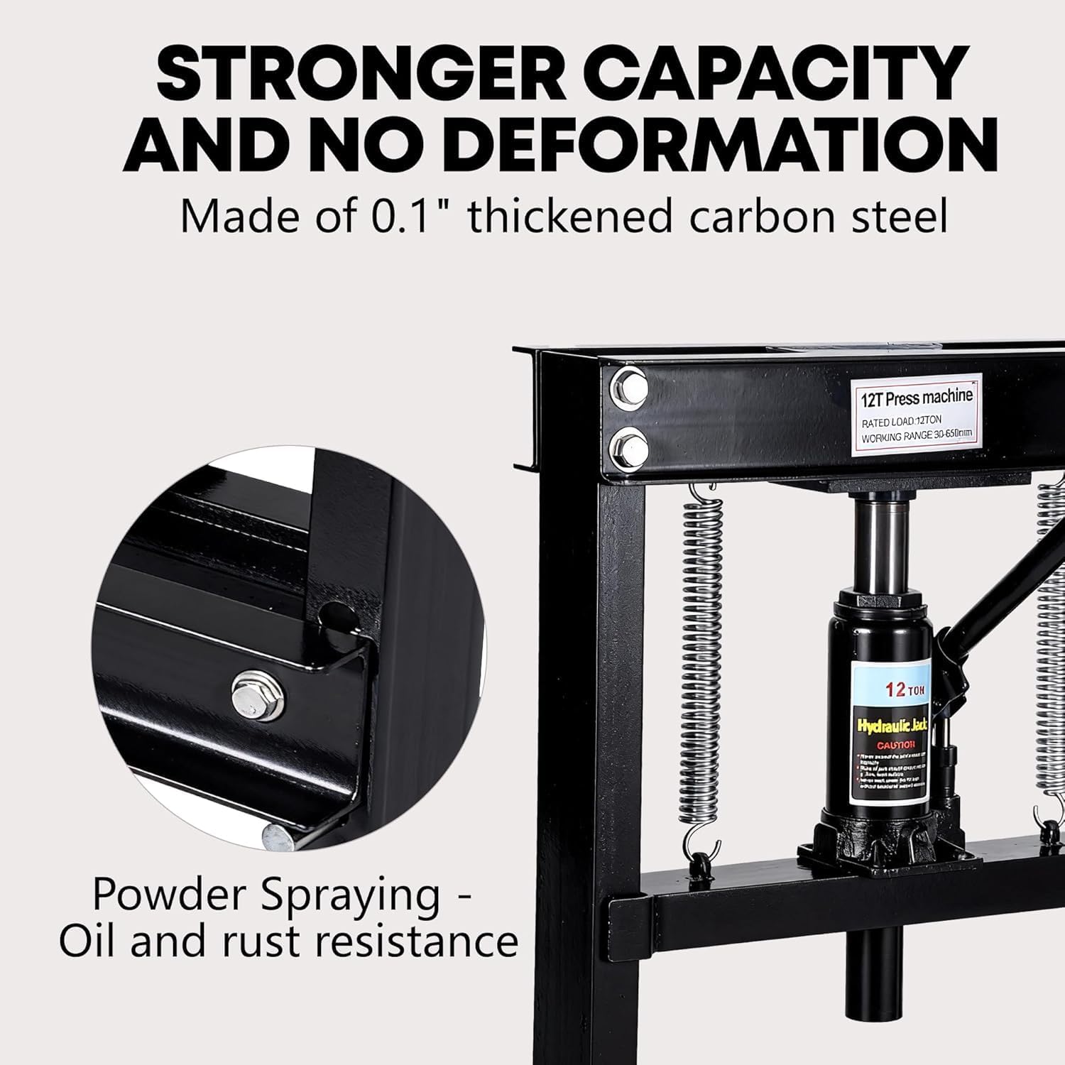 12-Ton Hydraulic h-Frame Shop Press with Adjustable Worktable & Press Plates | Heavy-Duty Press for Bending Straightening Bearing Installation | Ideal for Auto Repair Garages & Workshops,Balck.
