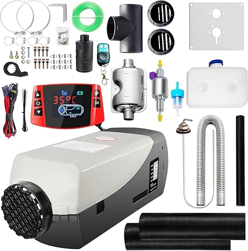 WAYSKA Calentador diésel de 12 V, tanque de 5 L, calentador diésel de 2 KW, silenciador, calentador de estacionamiento diésel con monitor de