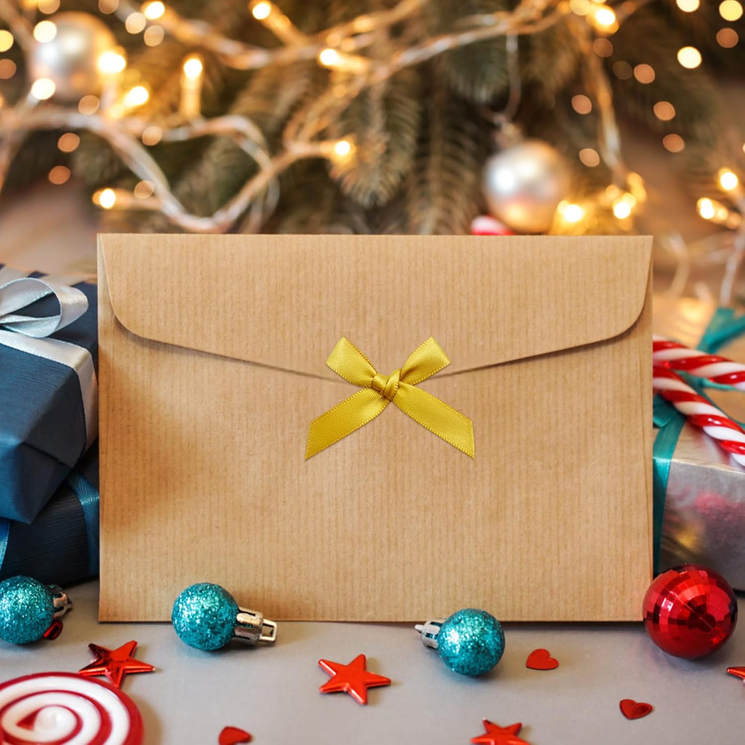 50pcs Mini Gold Bows, Premade Satin Ribbon Bows, Vintage Bow Gold Birthday Decorations for Sewing, DIY Crafts, Coquette Themed Party, Wedding, Christmas, Valentines Day - Image 3