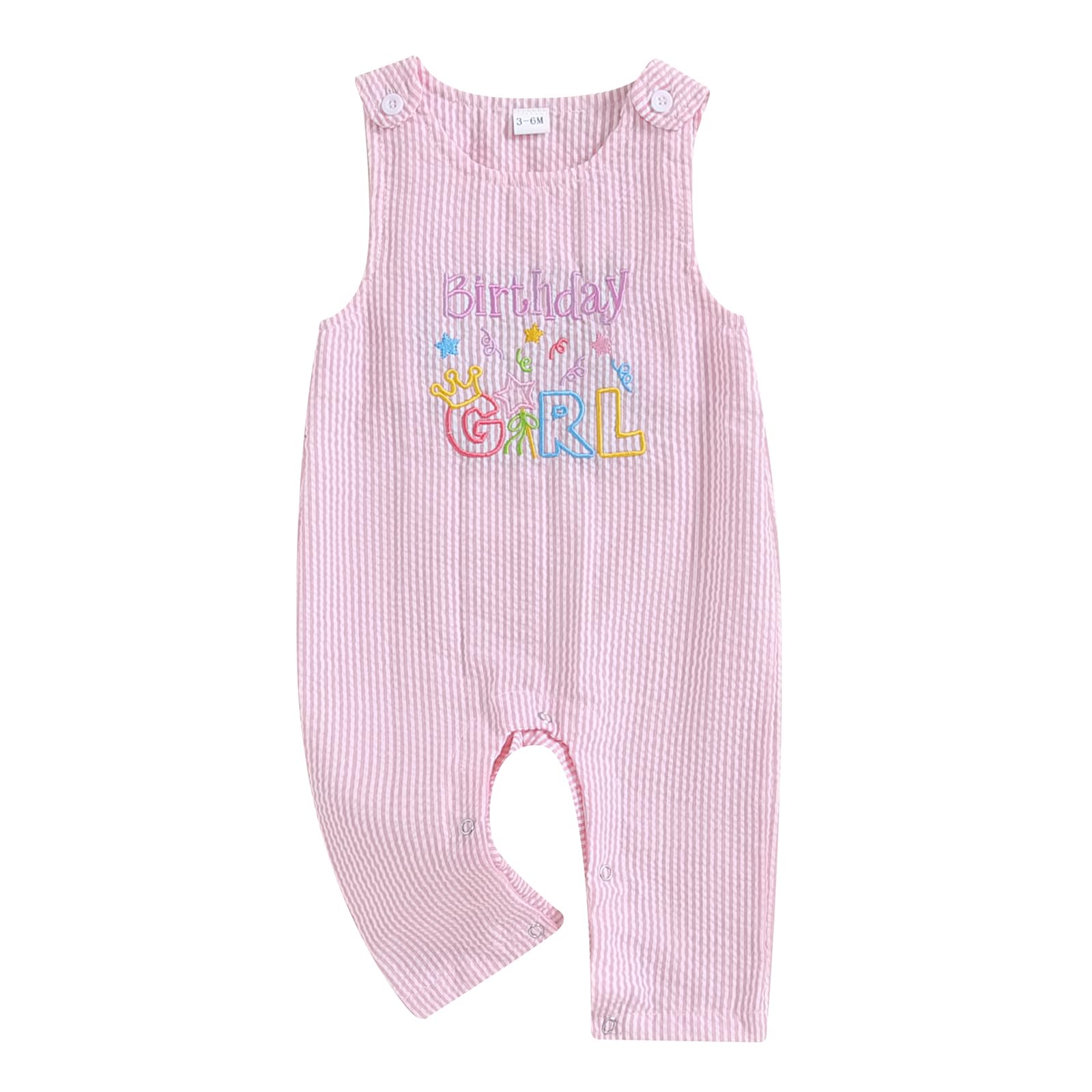 SAYOO First Birthday Outfit - Girl Boy Embroidery Romper Overall Baby One Year Old Jumpsuit (A Pink, 12-18 Months)