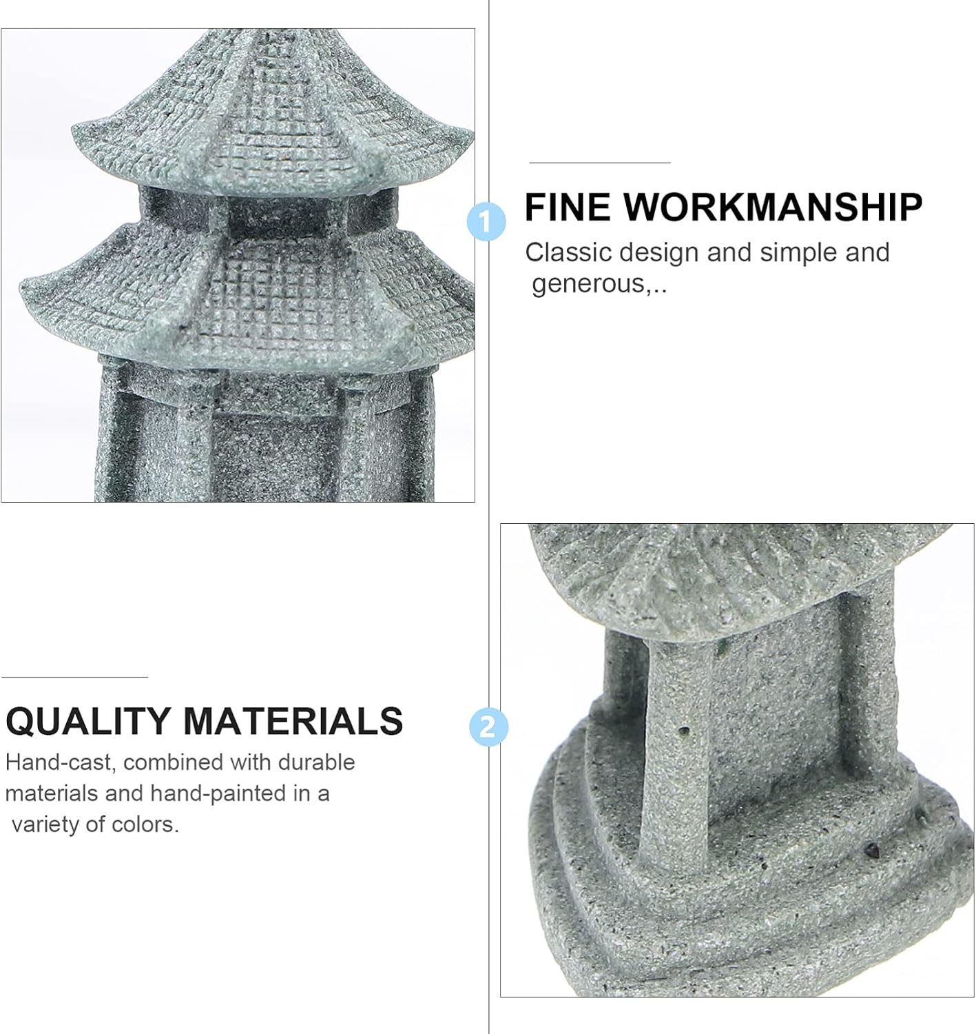 Cabilock Chinese Garden Ornaments Outdoor Mini Pagoda Set 3 Japanese Style Zen Garden Accessories for Patio Bonsai Micro Landscape Decoration - Image 3