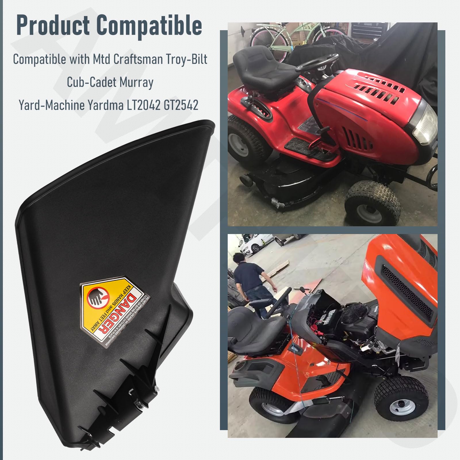 AMTHKNO 631-05229 Deflector de descarga de cubierta compatible con Mtd Craftsman Troy-Bilt Cub-Cadet Murray Yard-Machine Yardman LT1040 LT1045 LT2042 GT2542 Reemplaza 631-0216 731-1031 931-1032