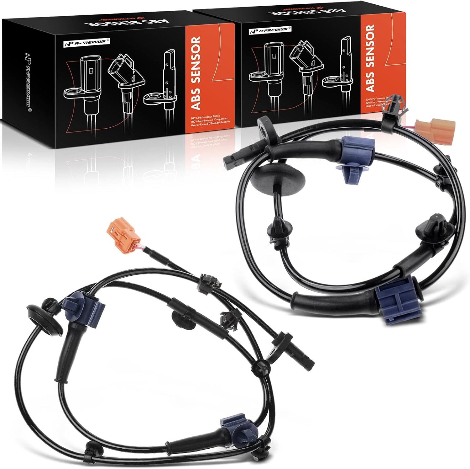 A-Premium ABS Wheel Speed Sensor Compatible with Honda Models - Fit 2007-2008, 1.5L - Front Driver and Passenger Side, 2-PC Set, Replace# 57455SLNA01, 57450SLNA01