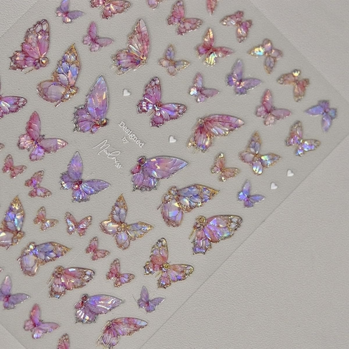 Butterfly Nail Art Stickers Decals Pink Butterfly 5D Embossed Nail Decals Shell Light Butterflies Nail Designs Adhesive Sticker Manicure Accessories for Women Girls DIY Nail Art Decorations Supplies