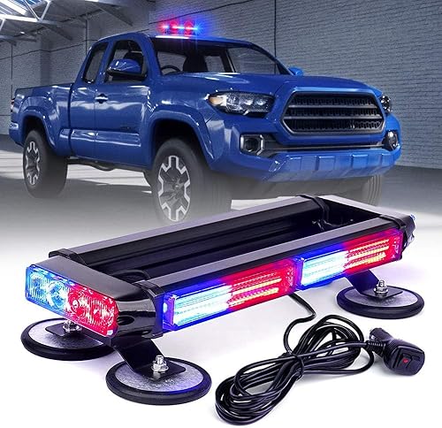 Xprite Barra de Luz LED Estroboscópica COB Roja y Azul para Techo con Luz Intermitente de Doble Cara, Baliza de Advertencia de Peligro, Luces de