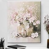 Framed Wall Art Decor Pink Flowers Canvas Print Poster Abstract Flowers Bouquet in Vase Pictures Floral Painting for Home Bathroom Bedroom Wall Decor 8x10 Inches