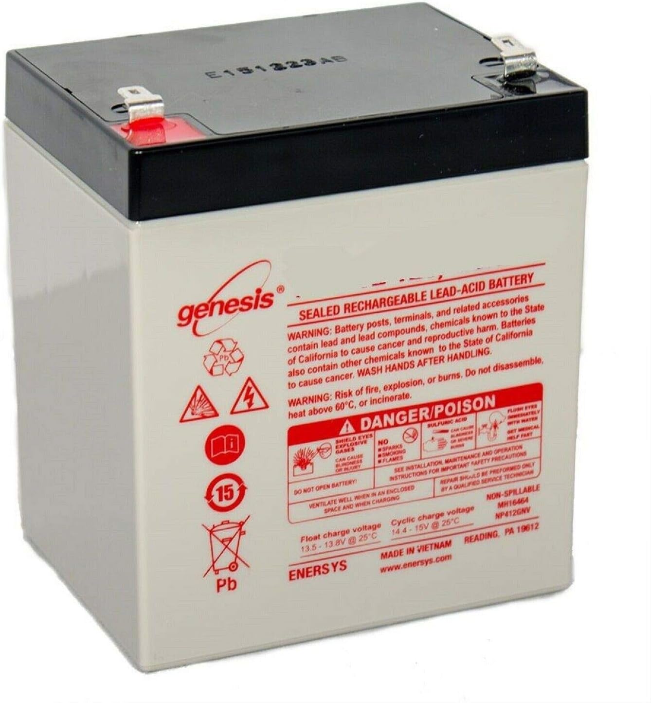 Hydra Fitness Exchange NP412GNV Rechargeable Sealed Lead Acid 12v Battery, Robust Design for All Conditions - Backup Battery and Power Source for Ellipticals P/N 1800105 Works with Technogym