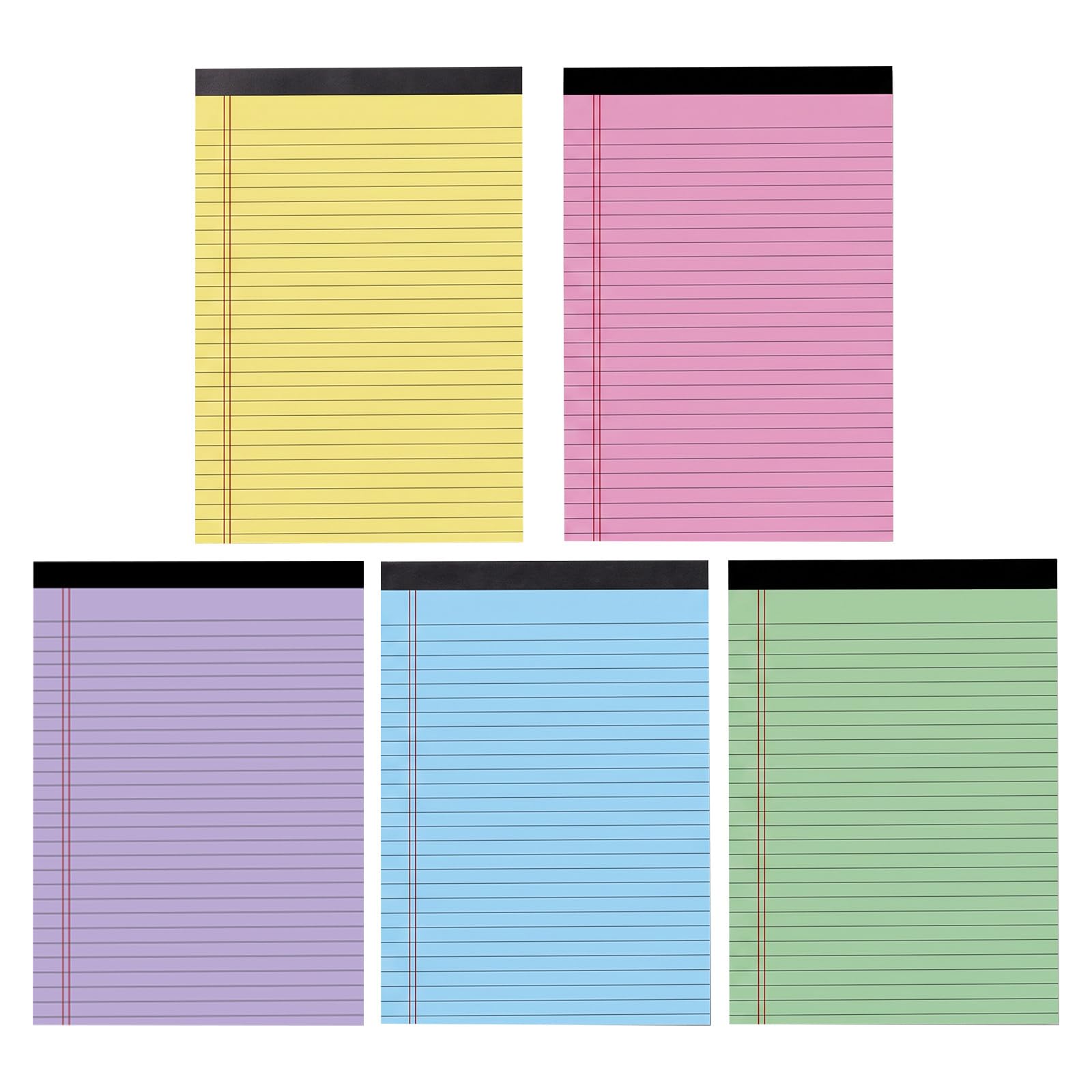Toddmomy Lot de 5 blocs-notes colorés, format légal, cahier à lignes