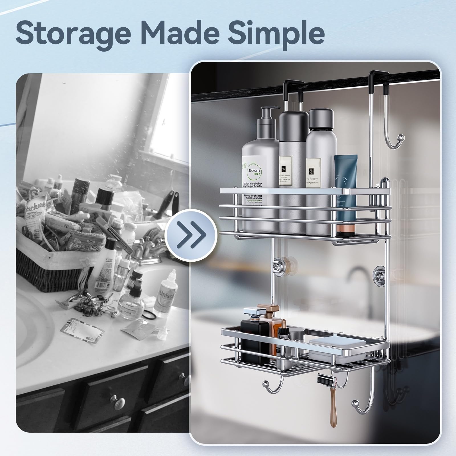 Amazon｜Gaseawolf ドア掛けシャワーキャディ ステンレススチール 吊り