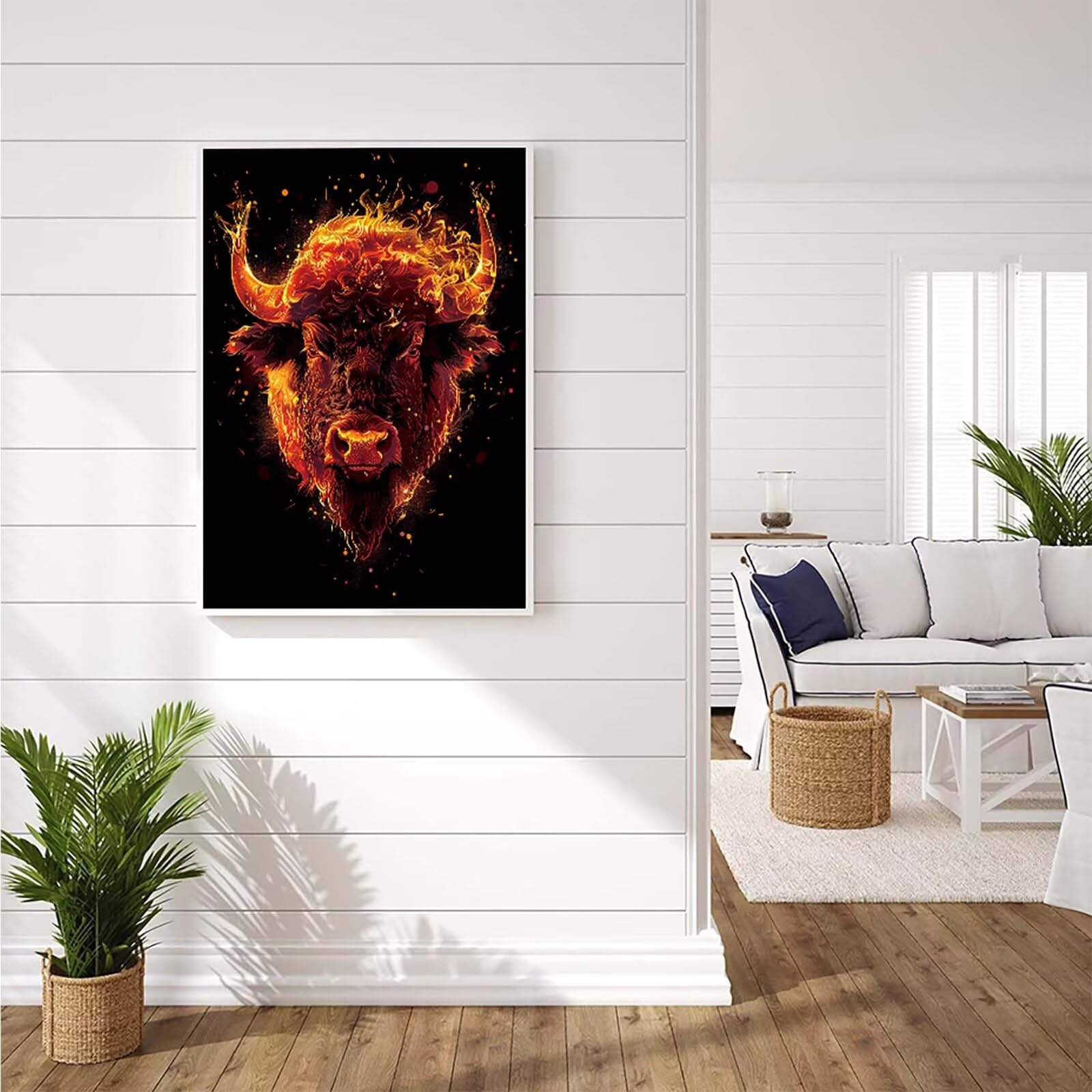 Peinture Numero Bœuf Paint by Numbers Animal Peinture par Numero Adulte Facile Sur Toile avec 3 Pinceaux et Acryliques Loisirs Painting by Numbers pour Decoration Maison, Cadeau 100cm x 135cm -252gMQ