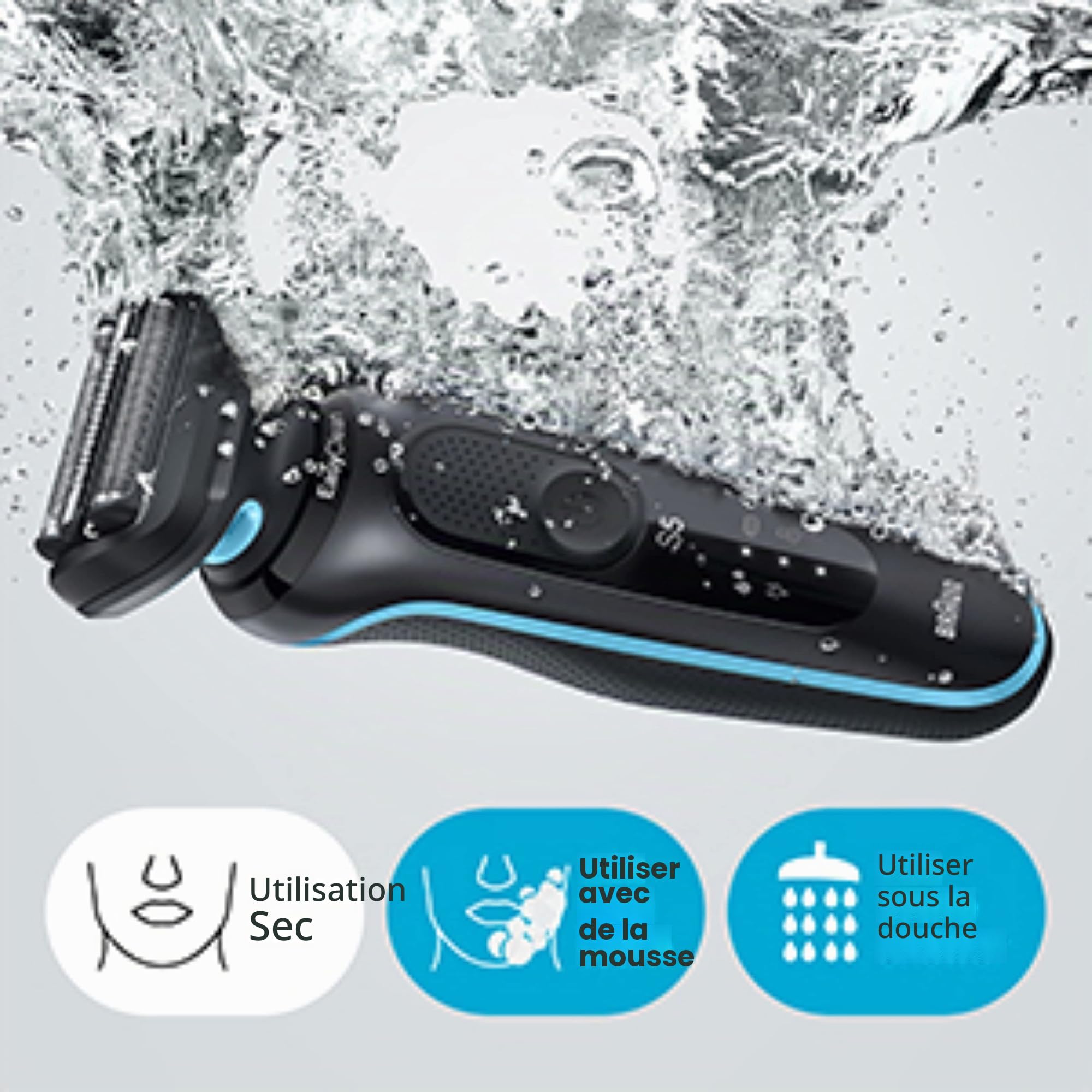 Braun Series 5 Rasoir à Grille Tondeuse pour Homme, Noir/Bleu