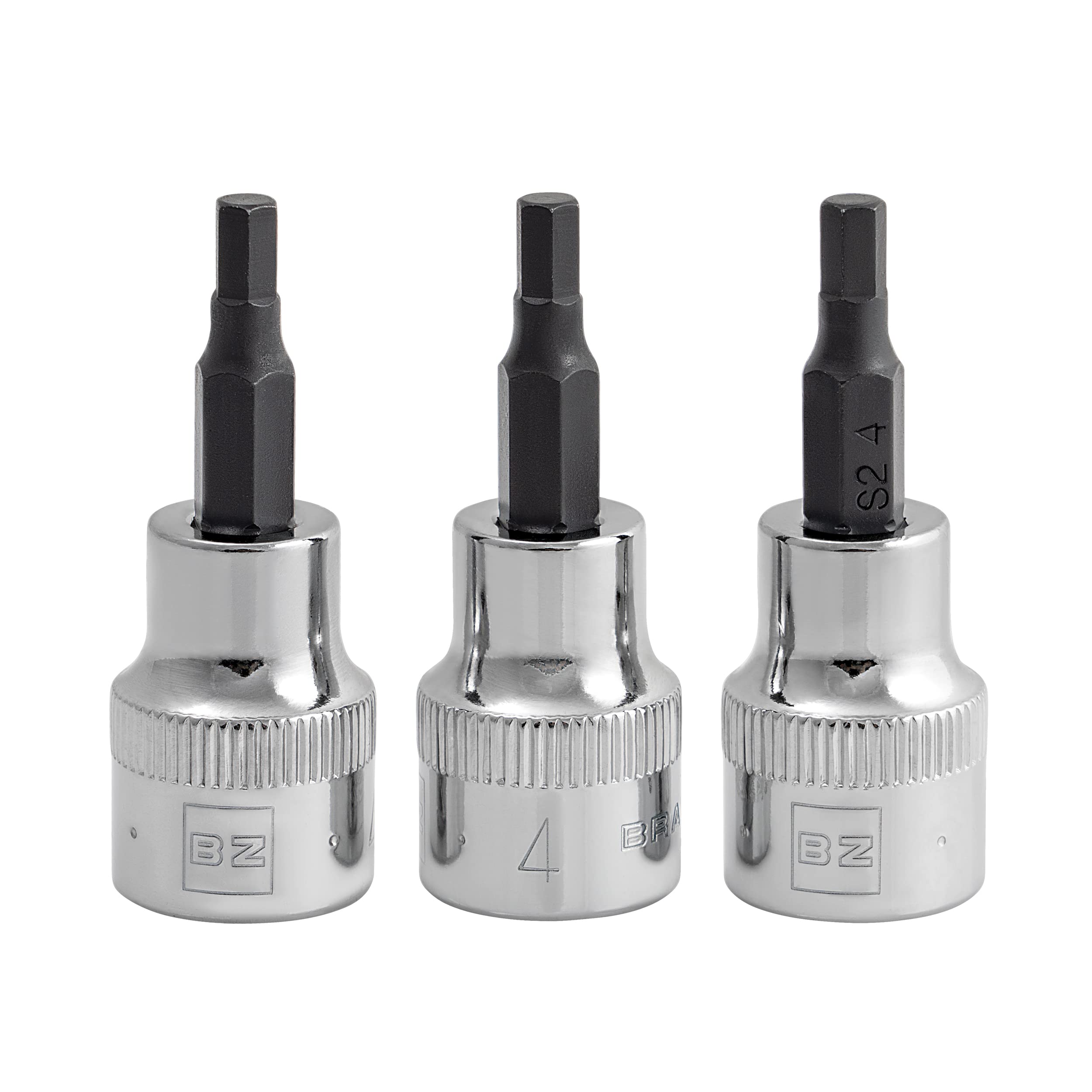 BRAZEN 4mm Hex Bit Socket/Allen Driver Three Pack (3/8" Drive, Short)
