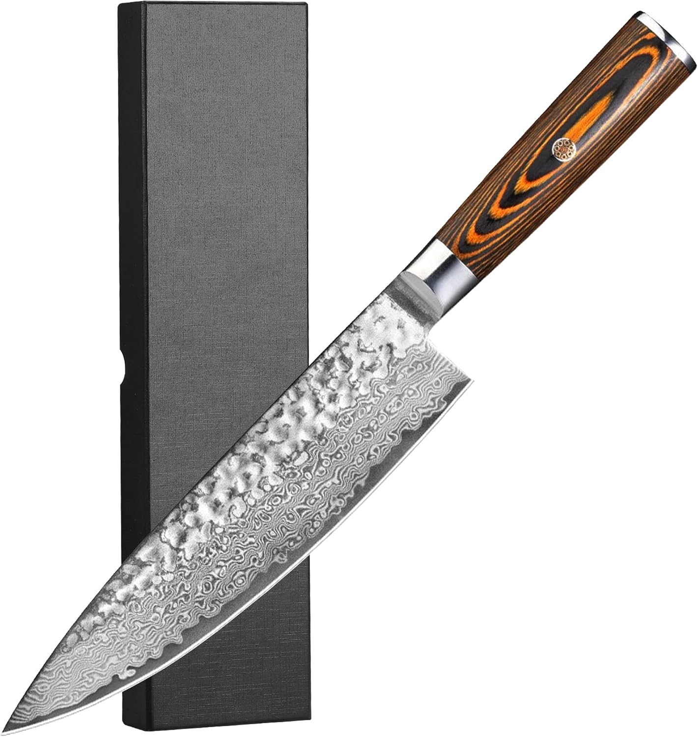 Kitchen Knives Damascus Chef Knife: 8-Inch Stainless Steel VG10 - Cutting with Ergonomic Wood Handle Japanese Sharp Chefs Knives