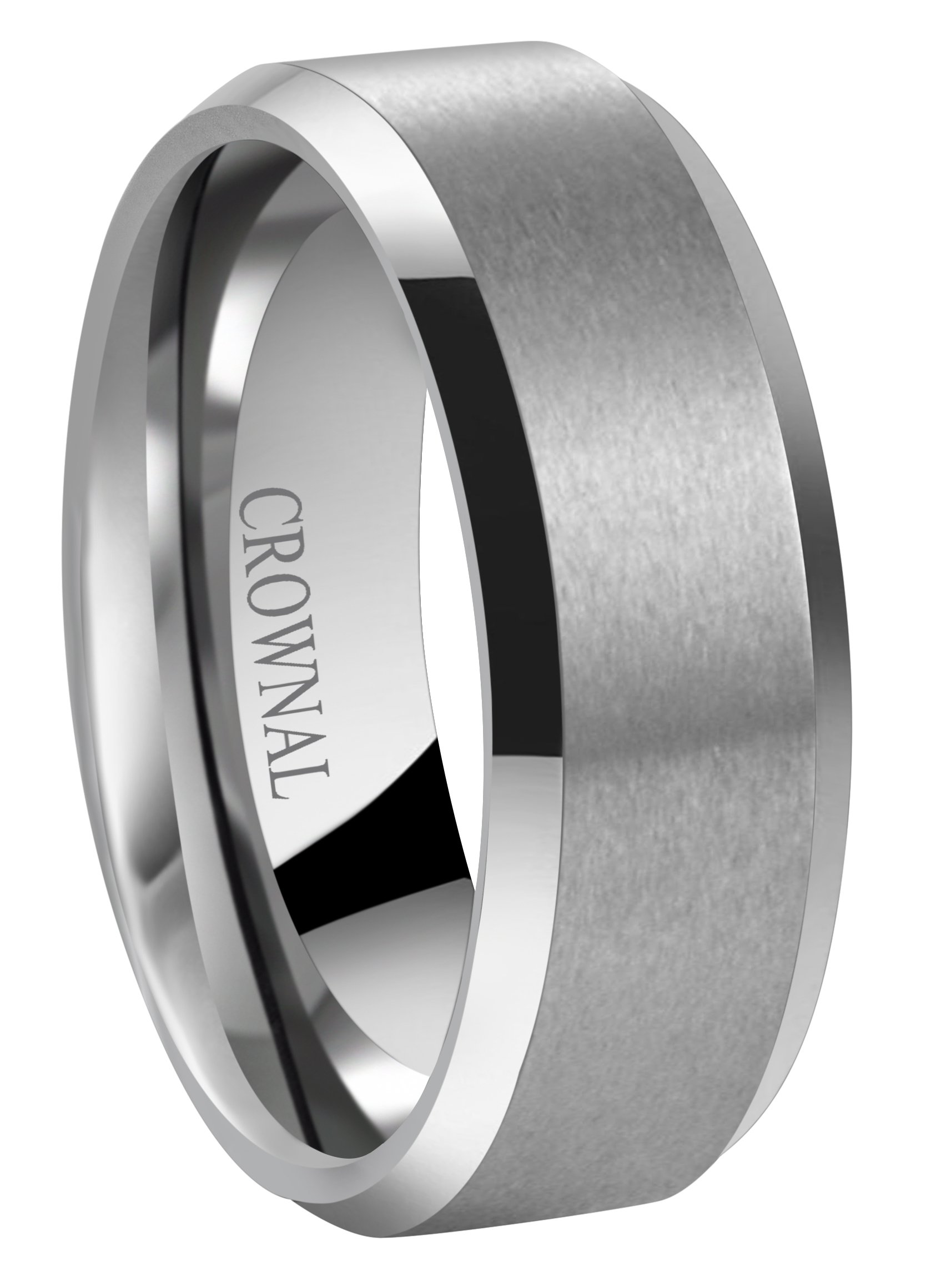 CROWNAL6mm 8mm 10mm Tungsten Carbide Wedding Band Ring for Men Women in Comfort Fit Beveled Edges and Matte Finish Size 5 to 17