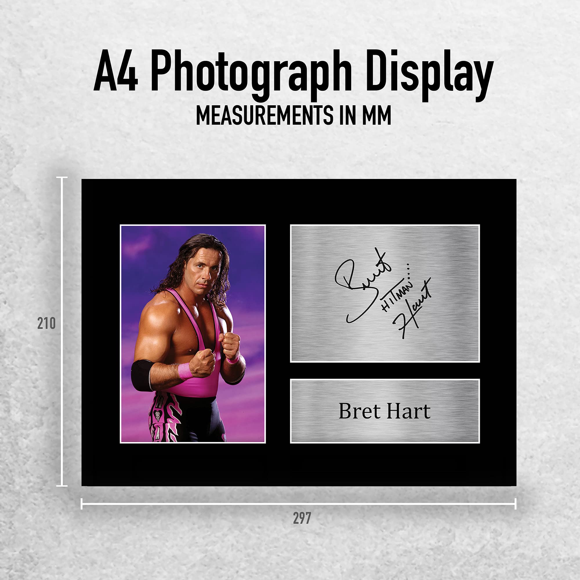 HWC Trading Bret Hitman Hart Gift Signed A4 Printed Autograph WWE