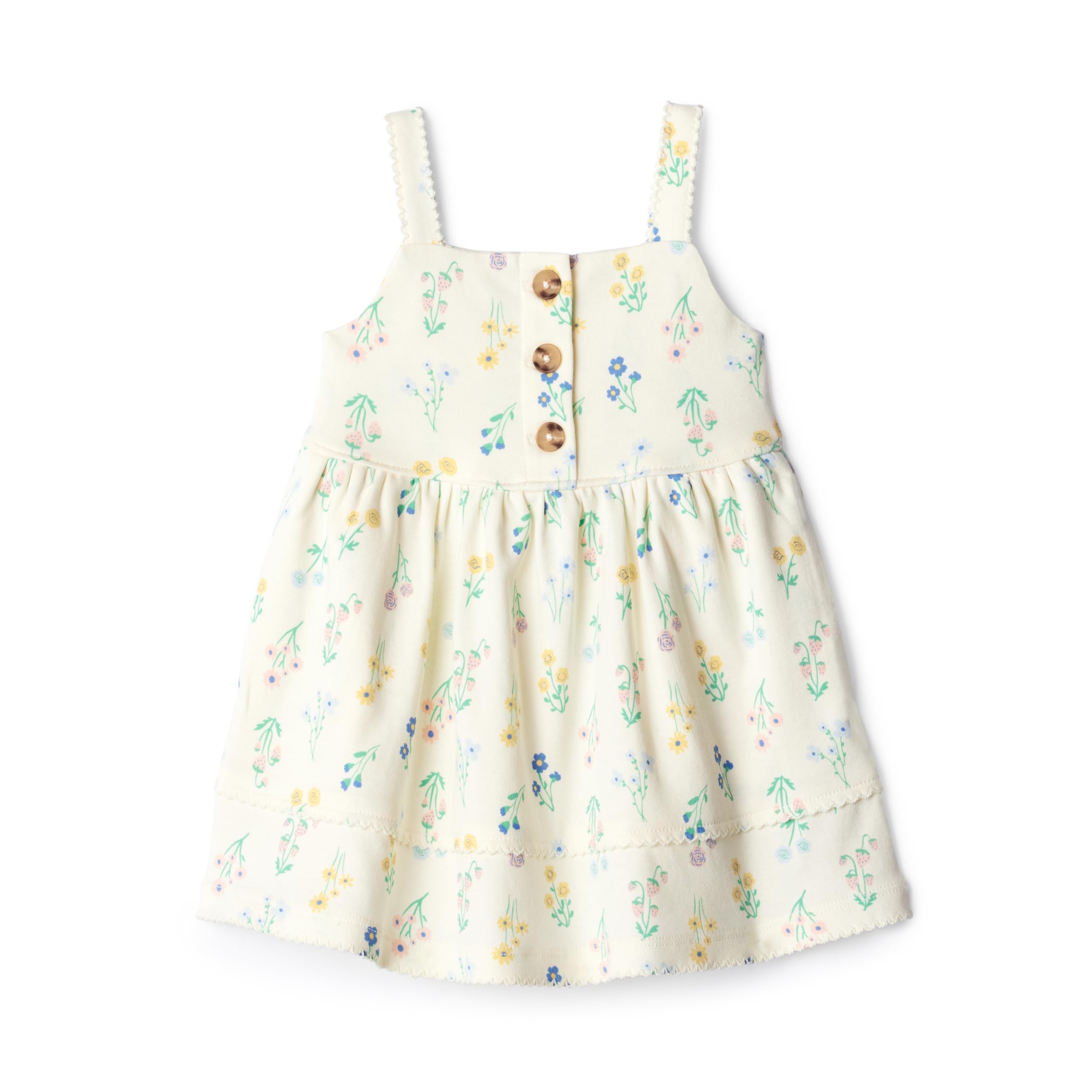 Amazon Essentials x Sofia Grainge Baby Girls' Cotton Casual Fit and Flare Dress, Ivory Bouquet, 12 Months