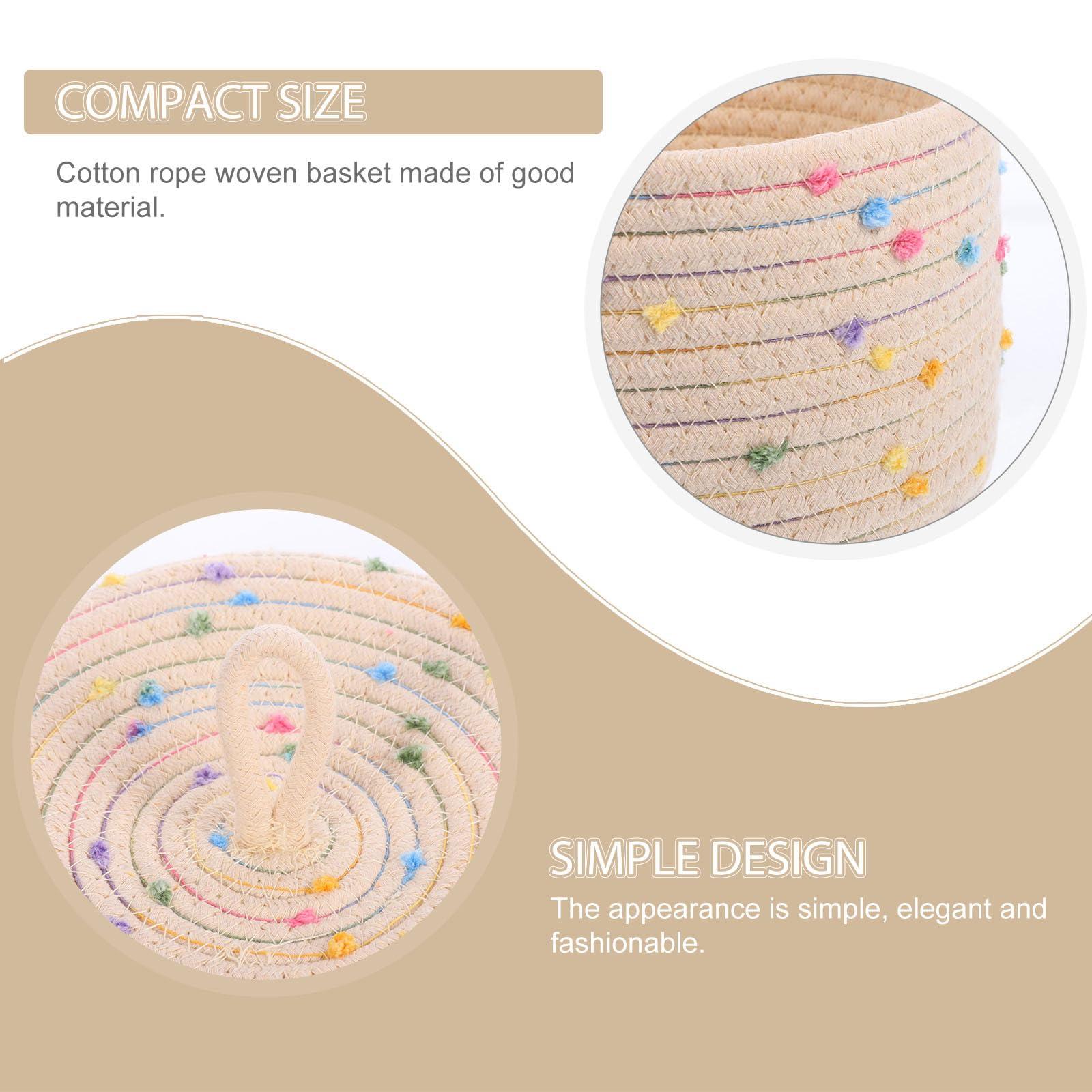 Outanaya Cesto Porta Giocattoli e Snack Organizer Semplice per Desktop e Contenitore Decorativo in Corda di Cotone Intrecciata, 2 Coperchio