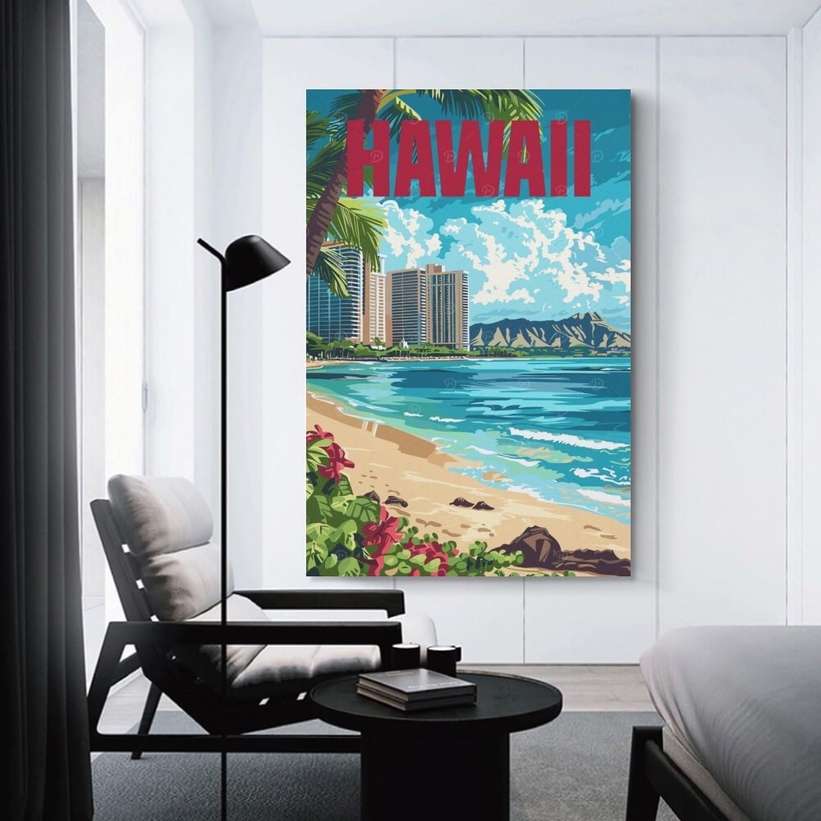 Junmoney Hawaii Beach Hanging Wall Art 20x30inch(50x75cm), for Feature Walls in Flats Or Modern Rooms, Home Wall Art for Statement Displays