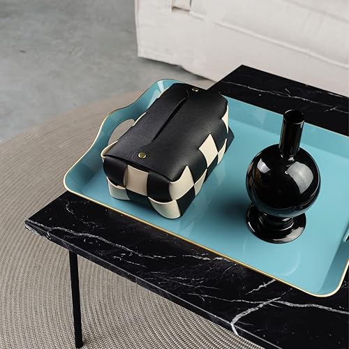 Miniatura 9 de Bandeja decorativa redonda dorada con asas, bandeja de café elegante de 13 pulgadas para sala de estar otomana, baño, al aire libre, desayuno