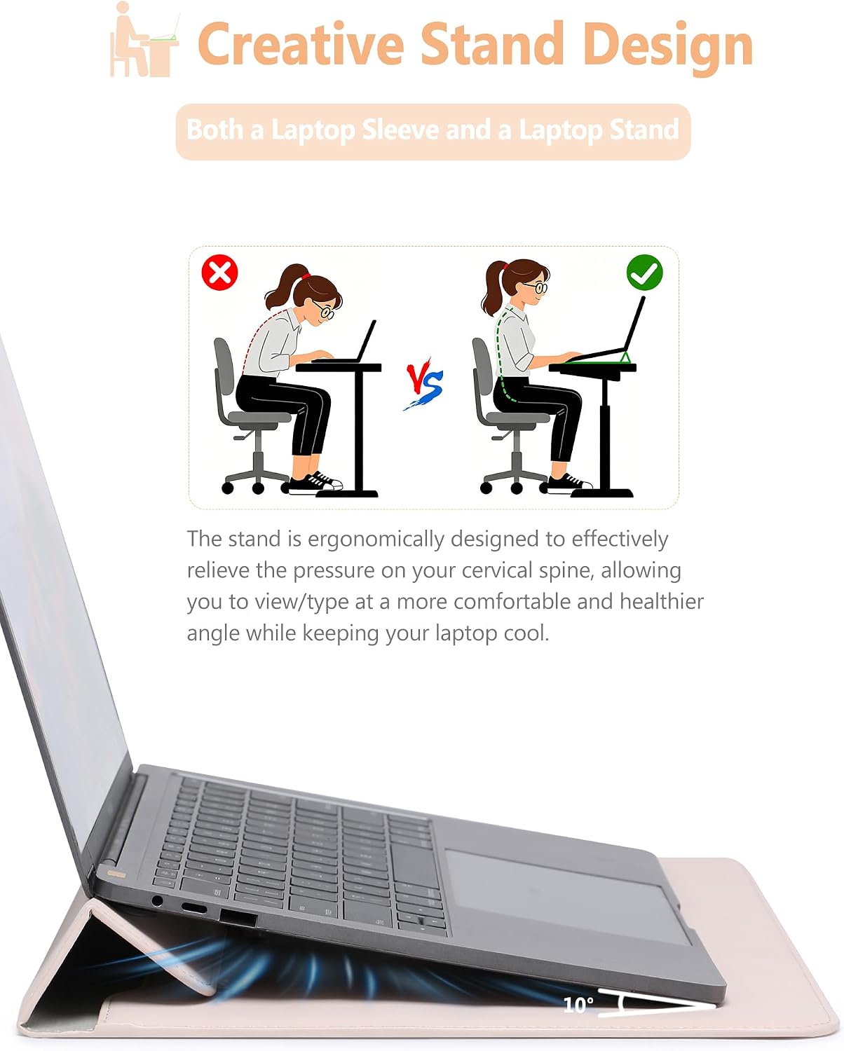 HYZUO 13 Inch Laptop Sleeve Case with Stand for MacBook Air 13 M5 A3449 M4 M3 M2 M1 2026-2018, 13" MacBook Neo 2026 A3404, MacBook Pro 13 M2 M1, 13" iPad Pro/Air, Surface Pro, Apricot(Smiley)
