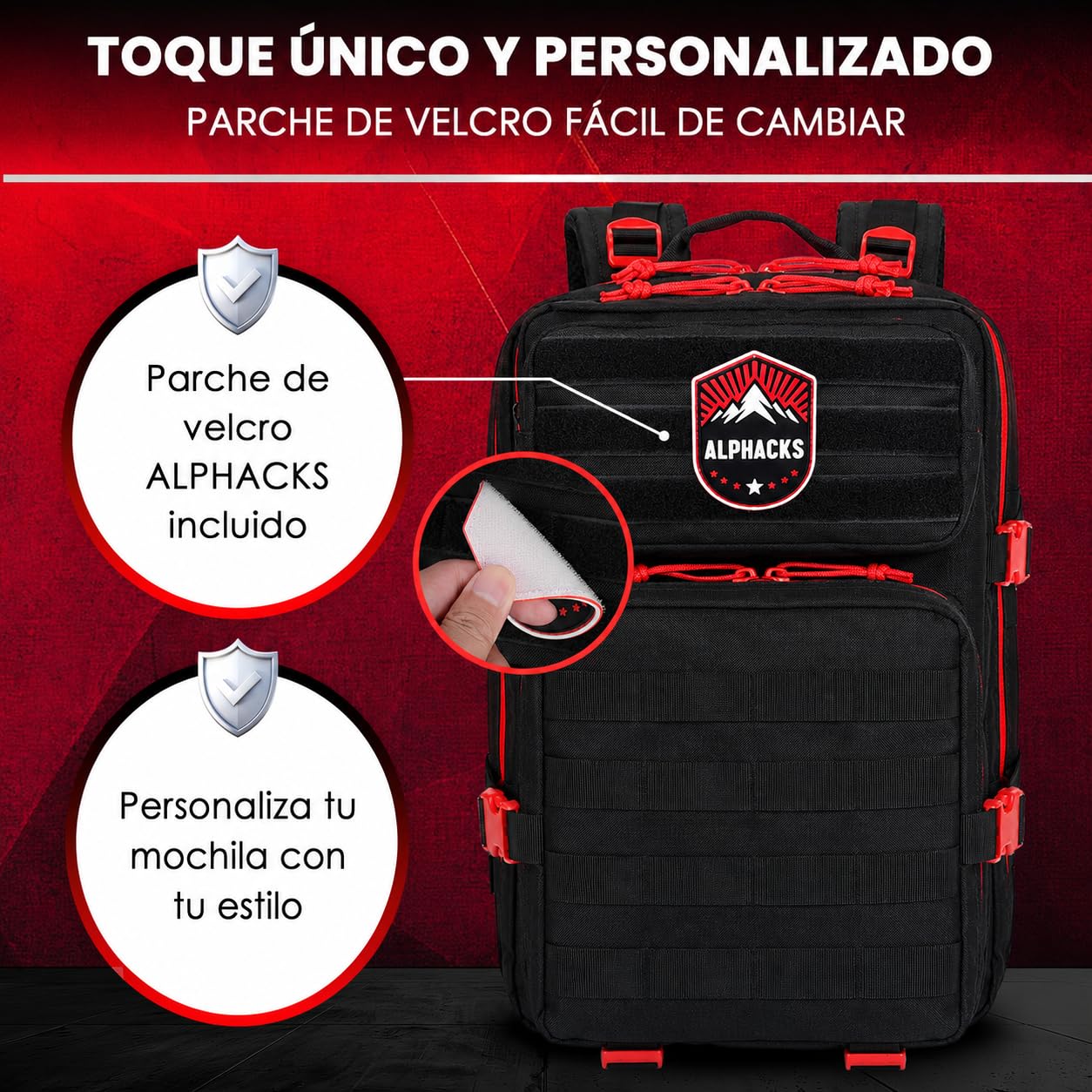 Mochila Militar 25L Impermeable Tactica – Pack 3 en 1 con Funda y Parche – Oxford 900D, KAM/SBS y Bartack MOLLE – Mochila Viaje Compacta – Senderismo, Moto, Crossfit