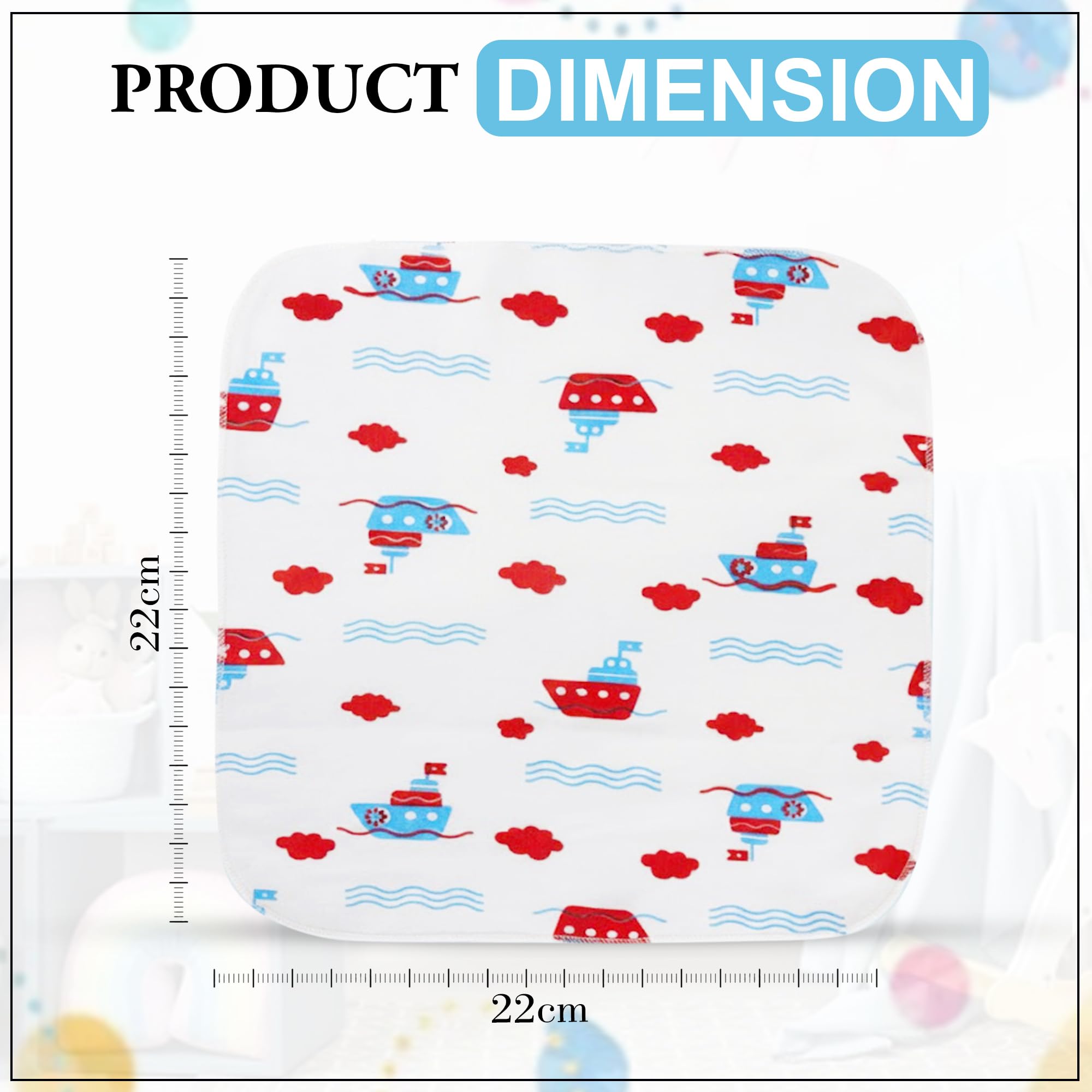 GLUN® Soft Premium Baby Washcloth for Newborn, Pack of 8 Printed Mini Wash Towel, Washable, Reusable, & Absorbent, Extra Soft Face Towels for Babies