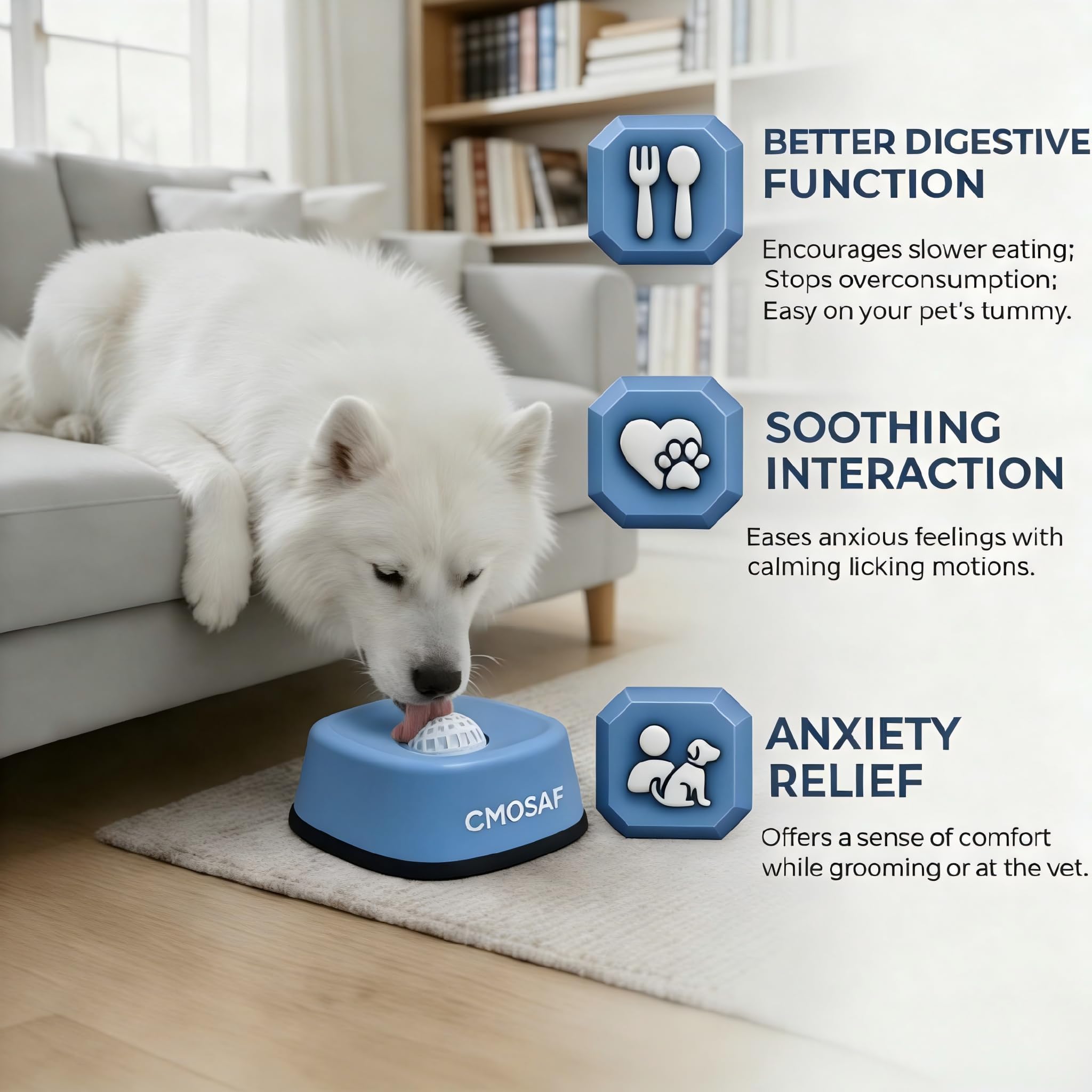 Dog Lick Bowl with Rolling Ball, Slow Feeder Dog Licking Bowl for Liquid Treats Bone Broth Yogurt, Anti-Slip Interactive Lick Toy, Post-op Nutrition & Anxiety Relief for Small Medium Large Breeds - 2